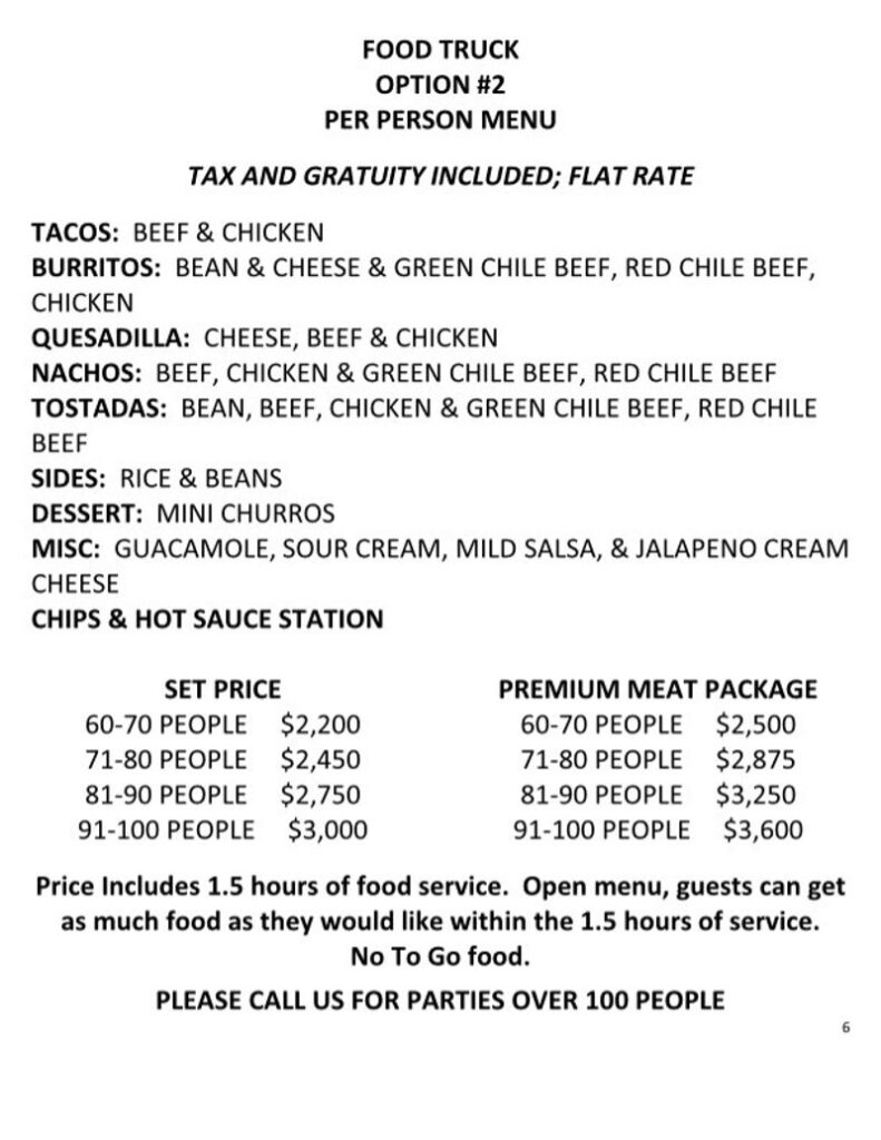 Don Jose Mexican Food 2024 Food Truck Menu page 2