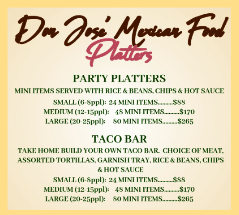 Don Jose Mexican Food Party Platters and Taco Bar